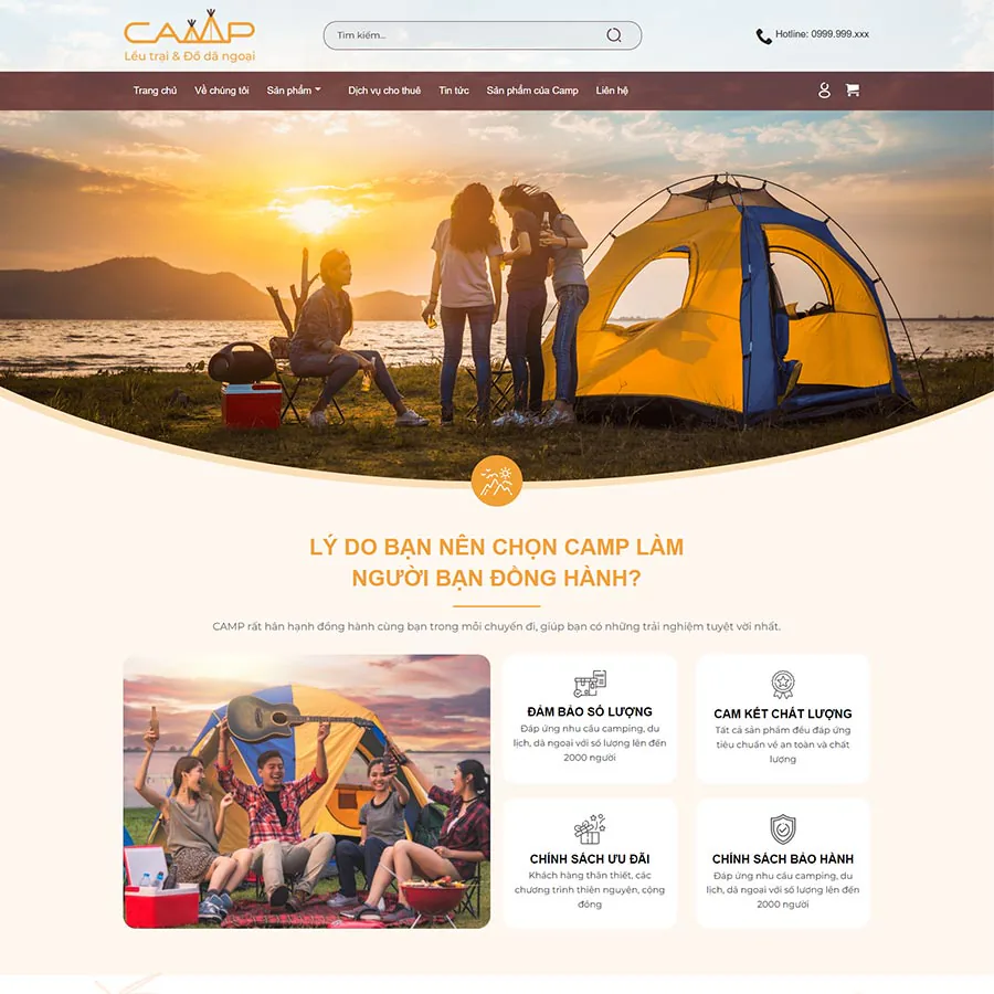 Theme WordPress bán lều du lịch, đồ phượt camping 02